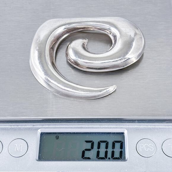 Vintage Sterling Silver 925 Modernist Spiral Brooch Pin - Picture 7 of 8